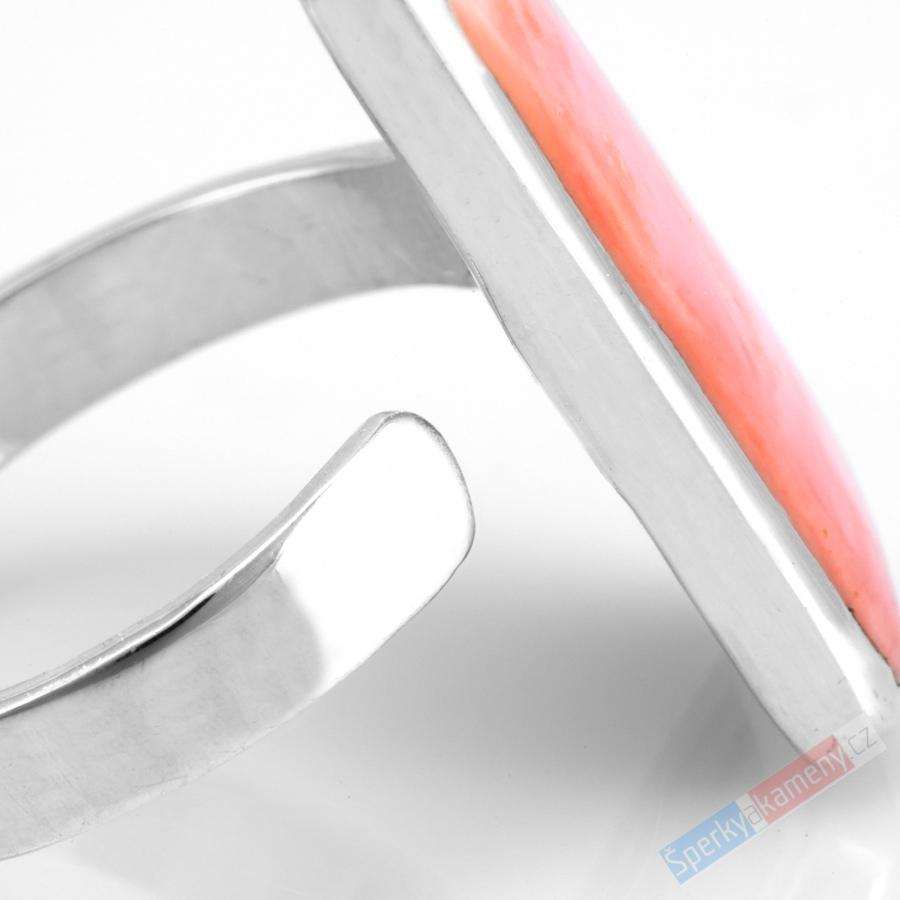 Stříbrný prsten (Ag 925/1000) s andským opálem QAA, vel. kamene cca 26 x 14 mm, krásná růžová barva, RARITA (OA7865R)