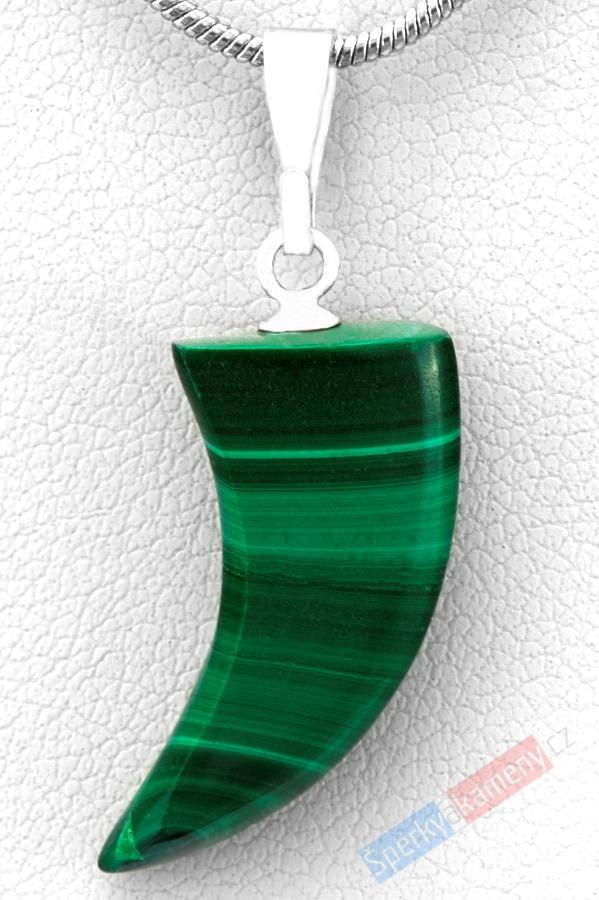 Pánský přívěsek z malachitu QA, stříbro Ag 925/1000, cca 20 x 11 mm (MA1521P)