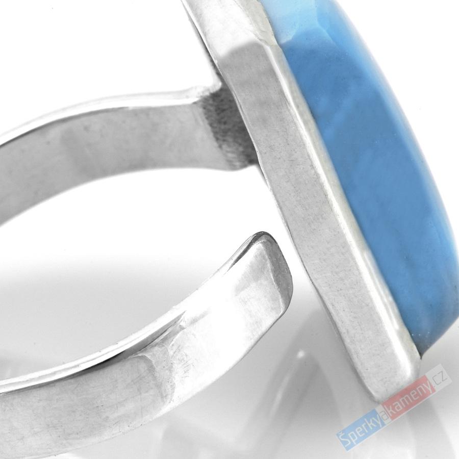 Stříbrný prsten (Ag 925/1000) s modrým australským opálem QA, vel. kamene cca 21 x 13 mm, RARITA (OPM4527R)