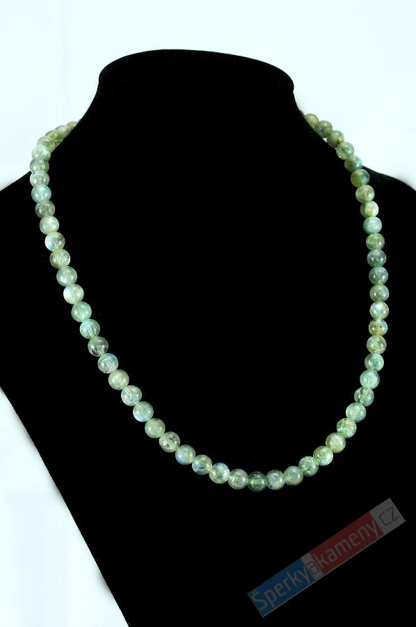 Náhrdelník (stříbro Ag 925/1000) z labradoritu QA, kuličky cca 8 mm (LB450)