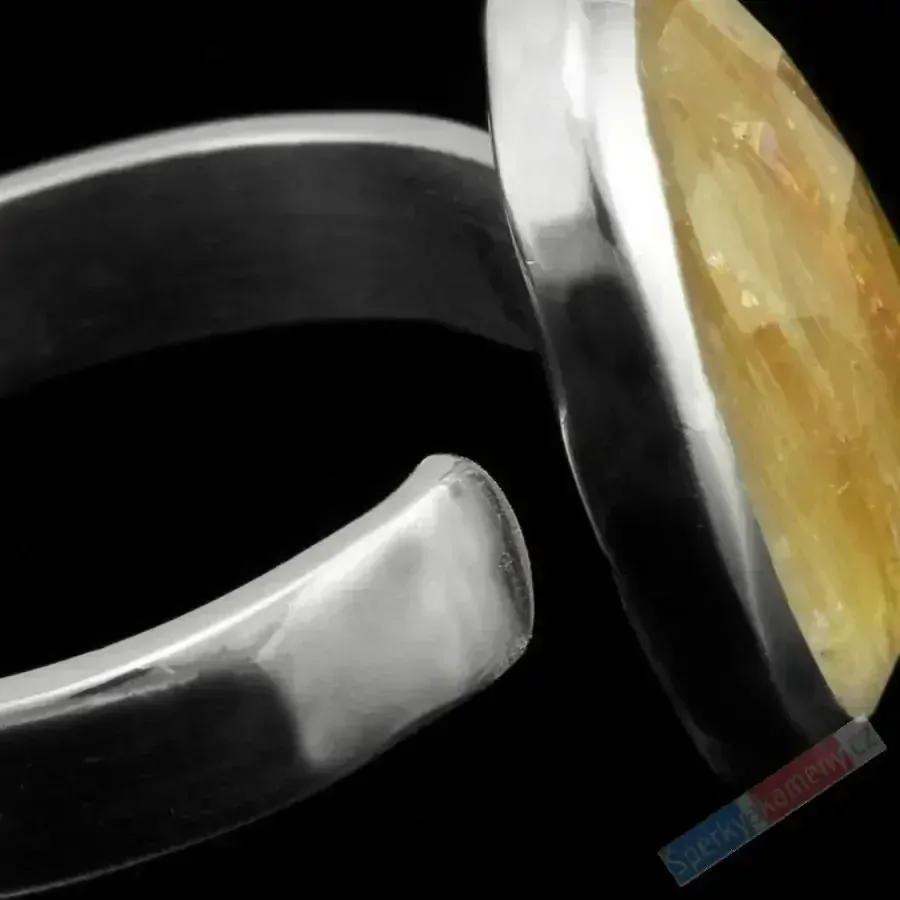 Stříbrný prsten (Ag 925/1000) s broušeným sagenitem QAA, vel. kamene cca 17 x 11 mm, RARITA (KRS7866R)