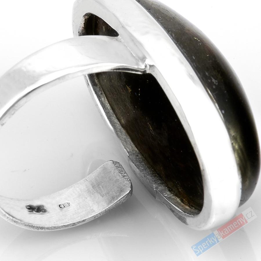 Velký stříbrný prsten (Ag 925/1000) s nummitem QAA, vel. kamene cca 30 x 19 mm, RARITA (NT1149R)