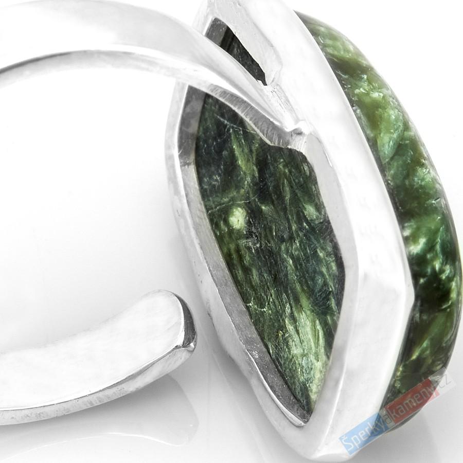 Unisex stříbrný prsten (Ag 925/1000) se serafinitem QAA, vel. kamene cca 24 x 15 mm, RARITA (SF7264R)