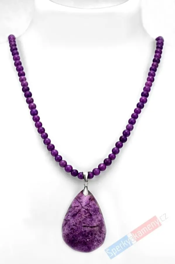 Náhrdelník v boho stylu z phosphosideritu s přívěskem ze stichtitu QA, stříbro Ag 925/1000, "kráska z Tasmánie", RARITA (FSCH1029S) 