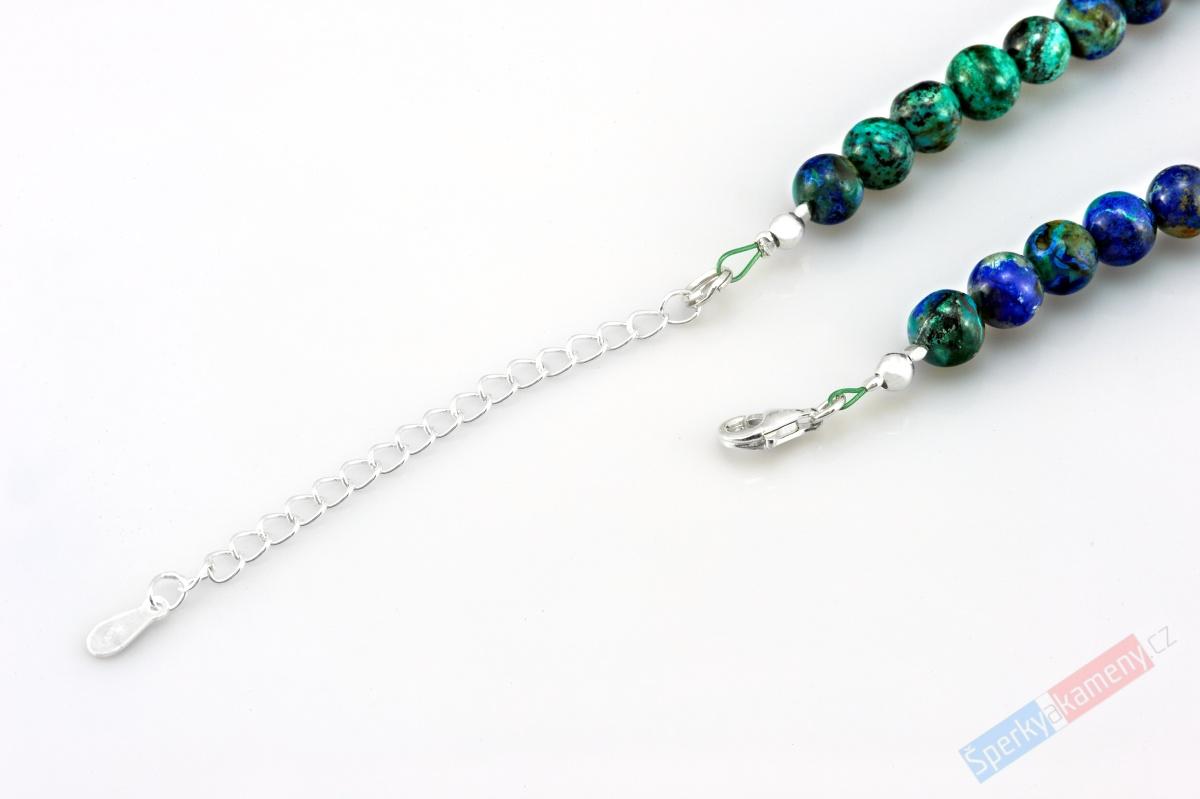 Náhrdelník z pravého azuritu QA, stříbro Ag 925/1000, kuličky cca 6 mm, RARITA (AR1093S)