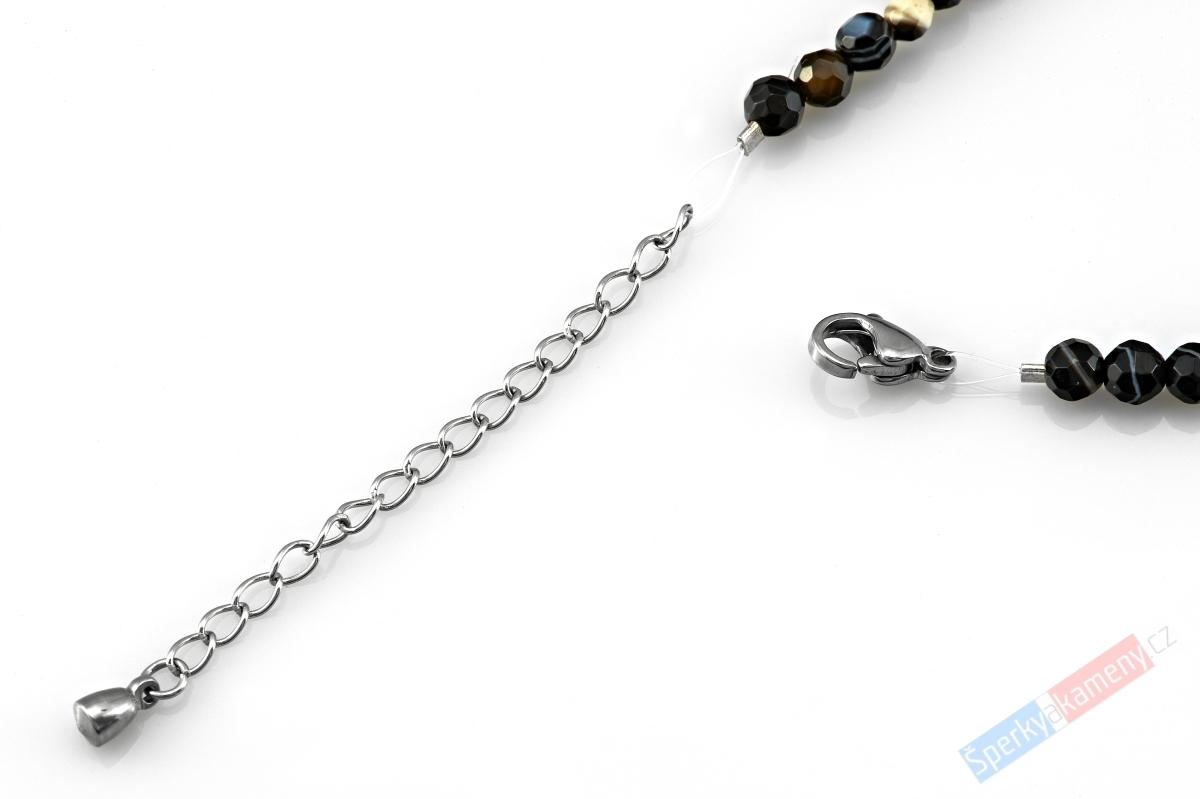 Náhrdelník z onyxu QA, broušené kuličky cca 3 mm (ON3025S)