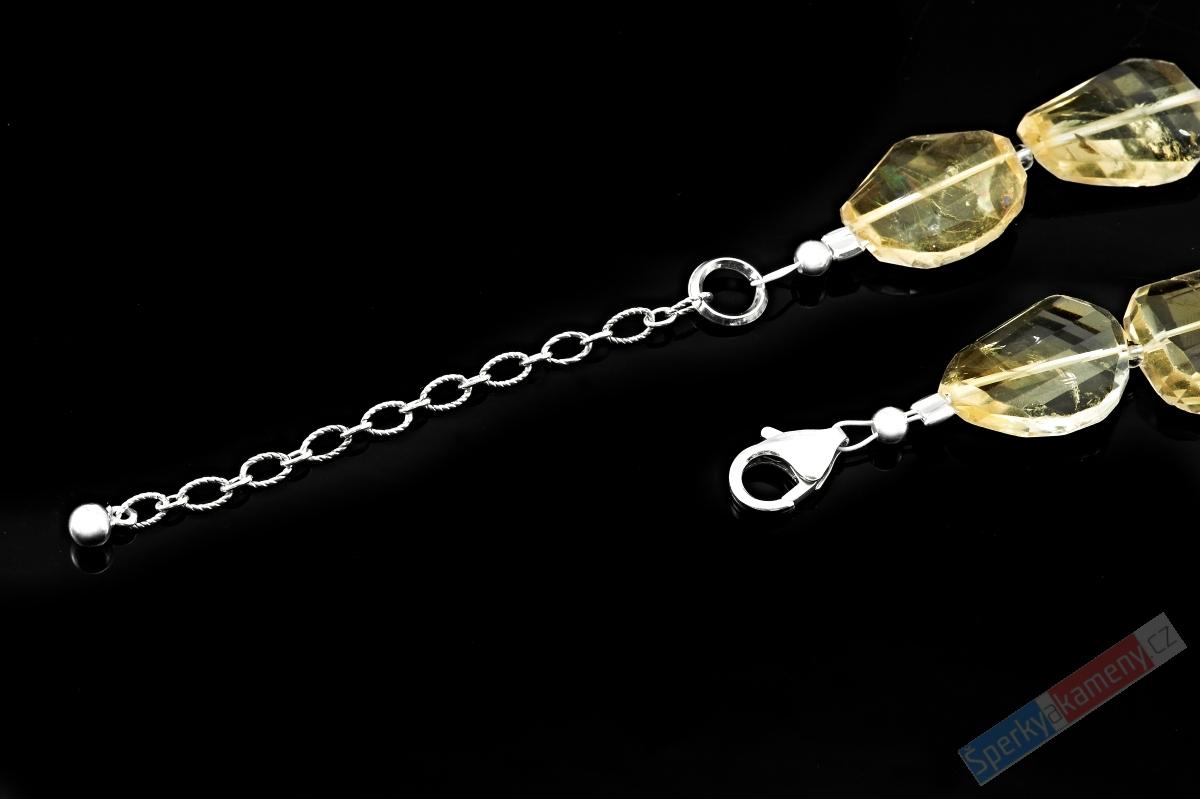 Náhrdelník z pravého přírodního citrínu QAA, nepravidelné valouny cca 15 až 20 mm, stříbro Ag 925/1000 (CI1999S)