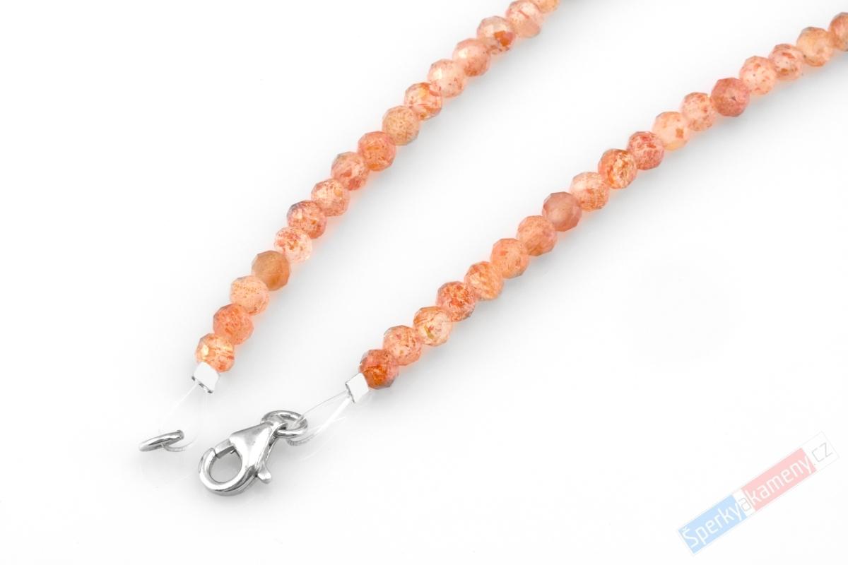 Originální náhrdelník v boho stylu z broušeného slunečního kamene s přívěskem z lodolitu QA, "zahrada boha slunce", RARITA (SL6957S)