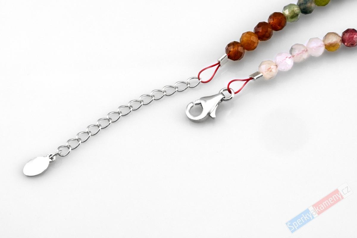 Náhrdelník z broušeného turmalínu QA, kuličky cca 4 mm, stříbro Ag 925/1000, délka 41 cm (TU7744B)