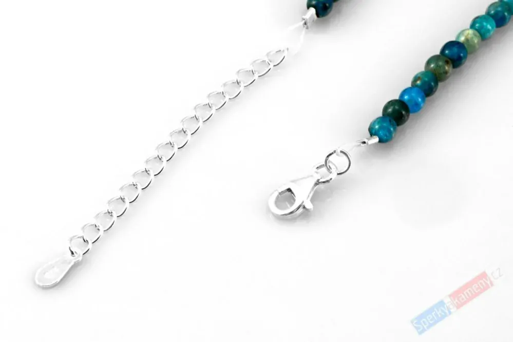 Originální náhrdelník v boho stylu z apatitu s přívěskem QA, stříbro Ag 925/1000, "barvy laguny Patos IV" (AP5687S)