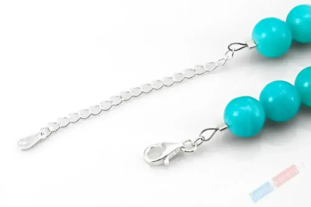 Náhrdelník z amazonitu z Peru QAA, stříbro Ag 925/1000, kuličky cca 10 mm, nádherná tyrkysová barva (AIT7744S)