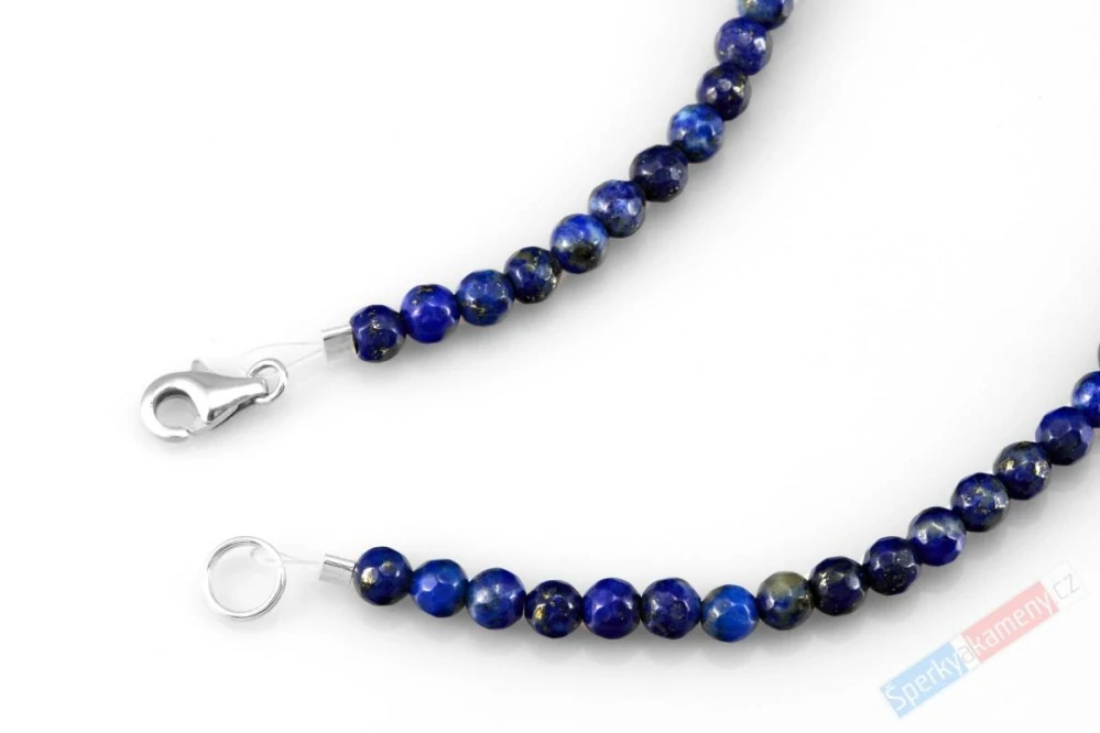 Náhrdelník z lapisu lazuli s přívěskem ve tvaru andělského křídla QA, stříbro Ag 925/1000 (LL7018S)
