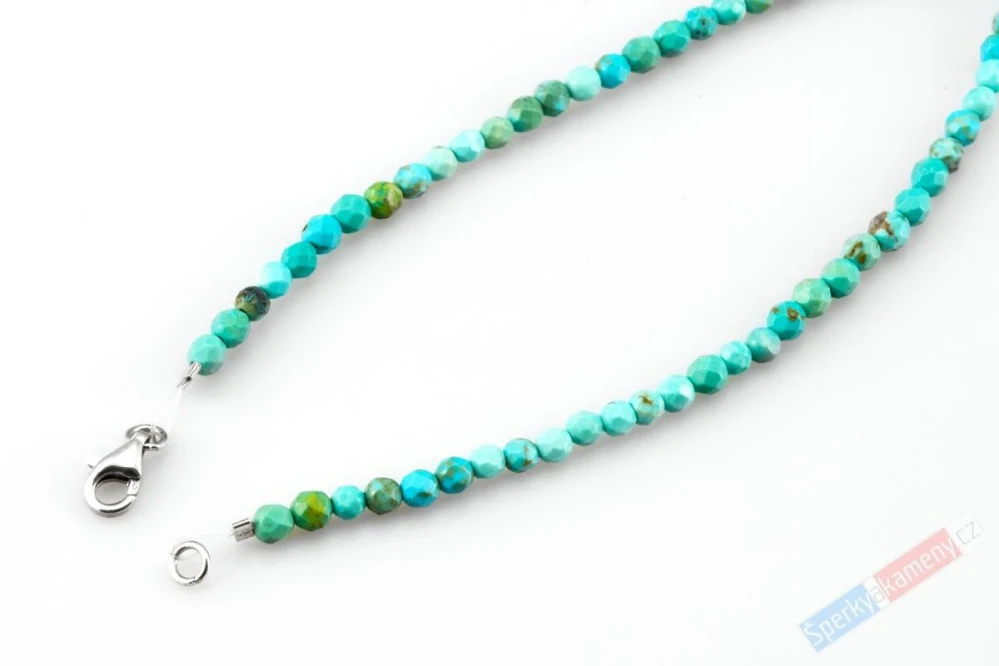 Originální náhrdelník v boho stylu z arizonského tyrkysu s přívěskem QA, stříbro Ag 925/1000, "šperk pro krásku z rodu Navahů", RARITA (TYS1246S)