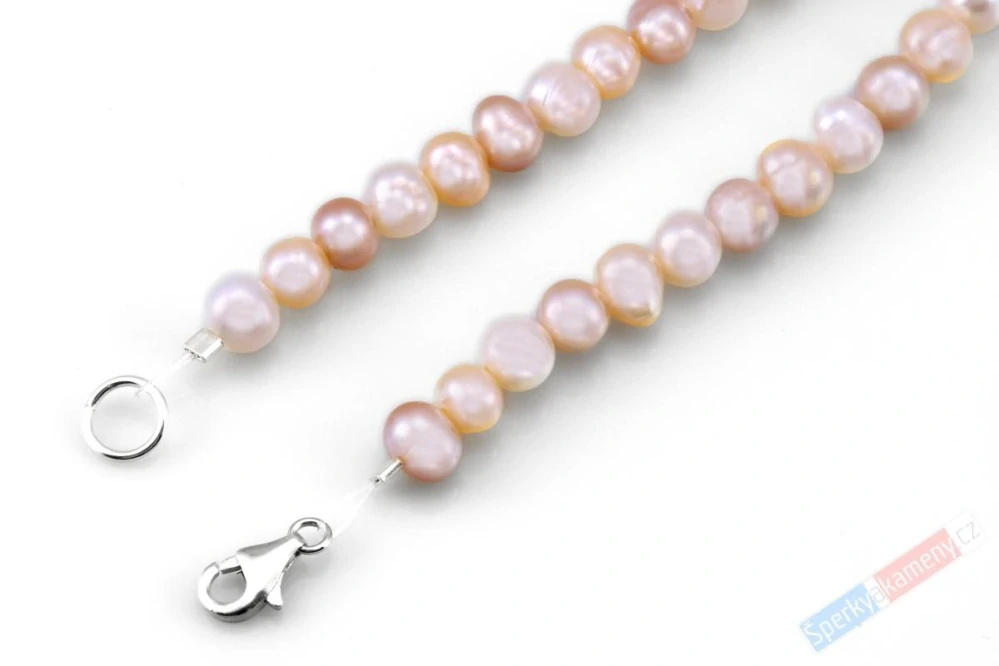 Originální náhrdelník v boho stylu ze sladkovodních perel s přívěskem z Biwa perly multicolor QA, stříbro Ag 925/1000, "něžná krása IV" (PBM6352S)