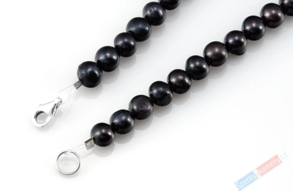 Originální unisex náhrdelník v boho stylu ze sladkovodních černých perel s přívěskem z Biwa perly multicolor QA, stříbro Ag 925/1000, "něžná krása IV" (PMC6655S)