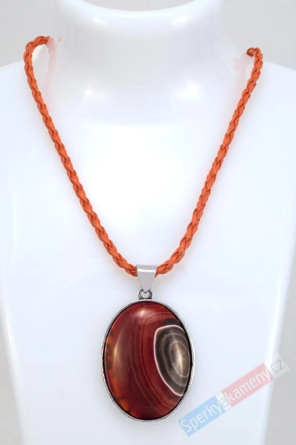 Originální větší unisex přívěsek z achátu a stromu života, ovál cca 43 x 33 mm (ACH1064P)