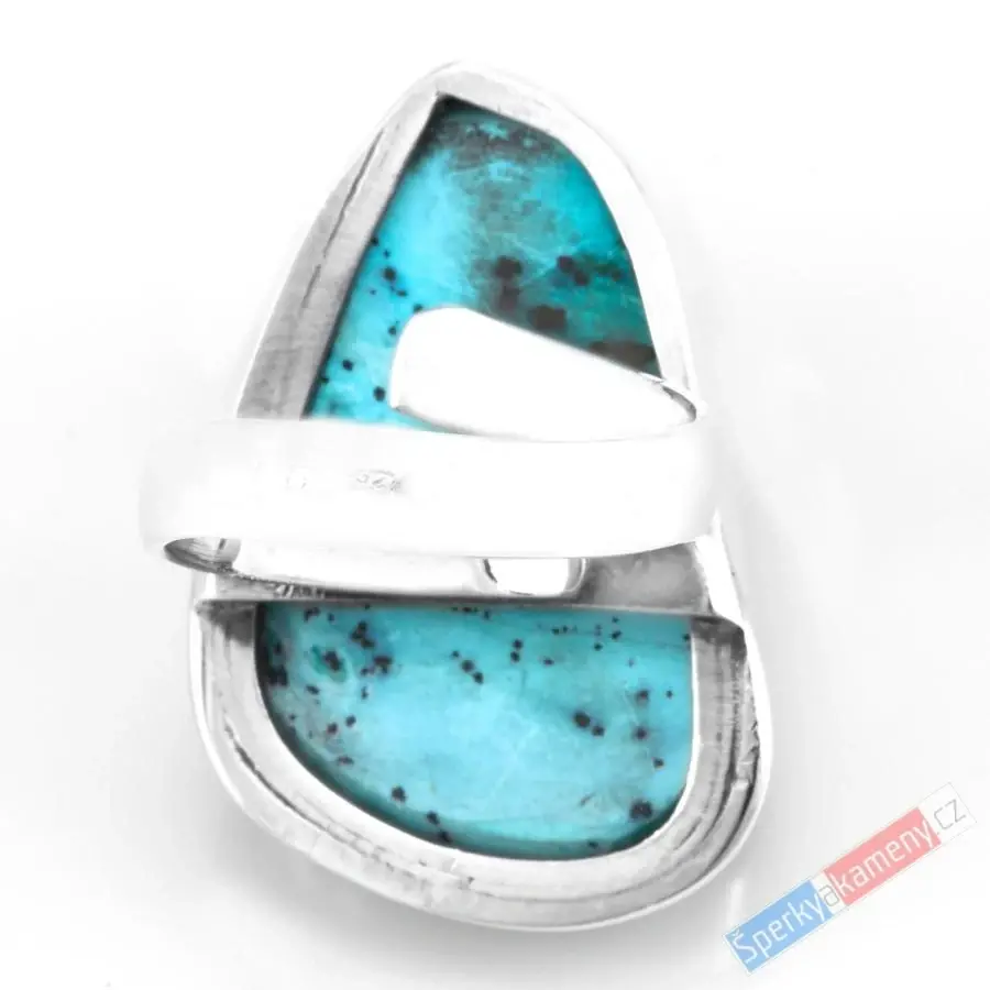 Velký stříbrný prsten (Ag 925/1000) s tyrkysem v chryzokolu QAA, vel. kamene cca 34 x 23 mm, krásné probarvení, VELIKOST 57/58, RARITA (TCH1256R)