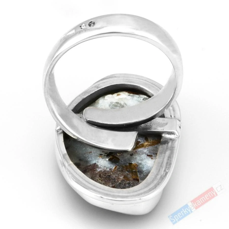 Velký unisex stříbrný prsten (Ag 925/1000) s přírodním astrofylitem QAA, cca 32 x 20 mm, VELIKOST 58/59, RARITA (ASF1959R)