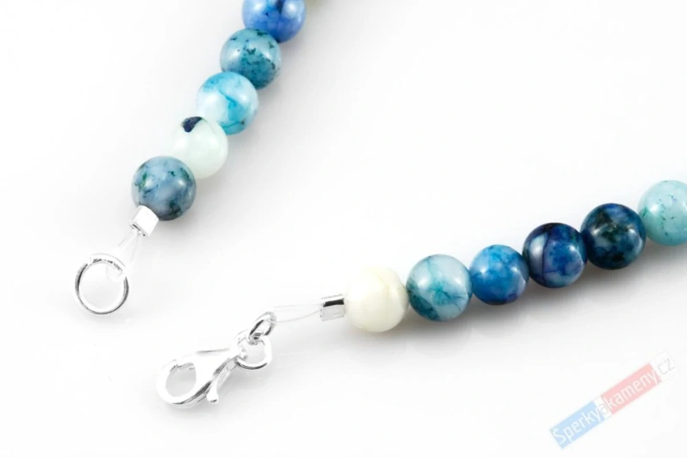 Unisex náhrdelník ze šatukitu, azuritu a brochantitu, kuličky cca 6 mm, RARITA (SHB7261S)
