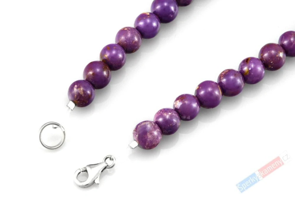 Náhrdelník z phosphosideritu QA, stříbro Ag 925/1000, kuličky cca 7 až 11 mm, RARITA (FS9075S)