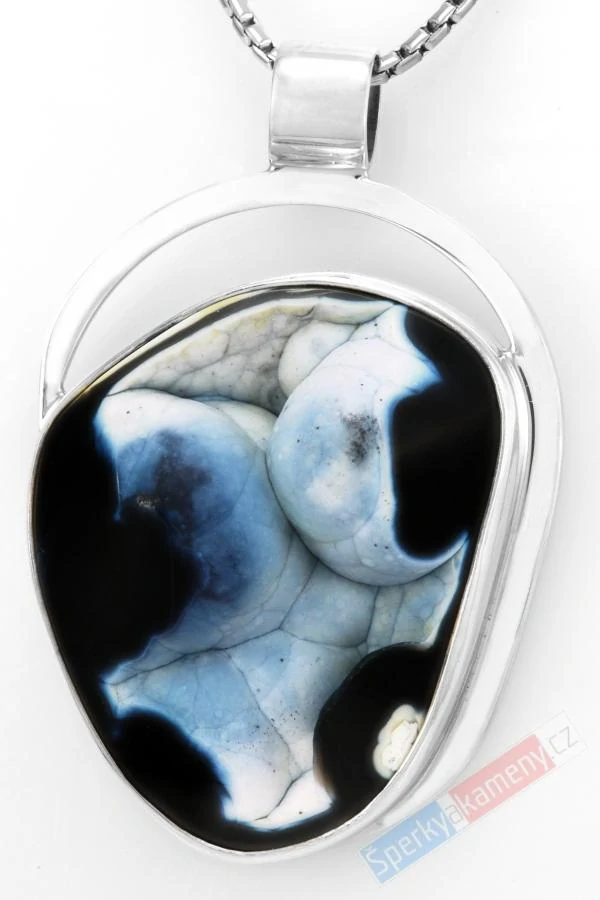 Větší stříbrný přívěsek (Ag 925/1000) s korálovcem QAA, cca 45 x 35 mm, "zkamenělá krása z floridských hlubin XII", RARITA (KV2570P)