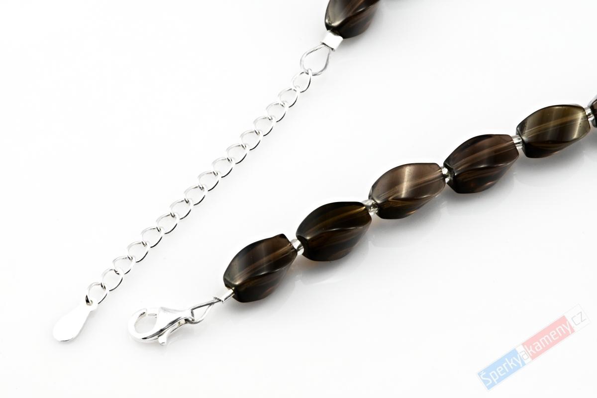 Náhrdelník z broušené záhnědy QA, stříbro Ag 925/1000, oválky cca 10 mm (ZA4520B)