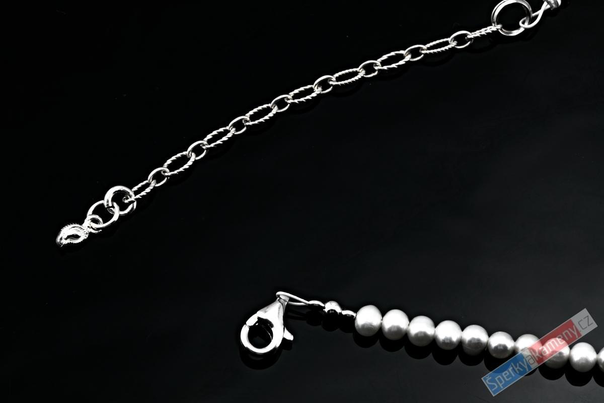 Náhrdelník v boho stylu z bílých sladkovodních perel s přívěskem z Gem Silica QA, stříbro Ag 925/1000, RARITA (PBG1046S)