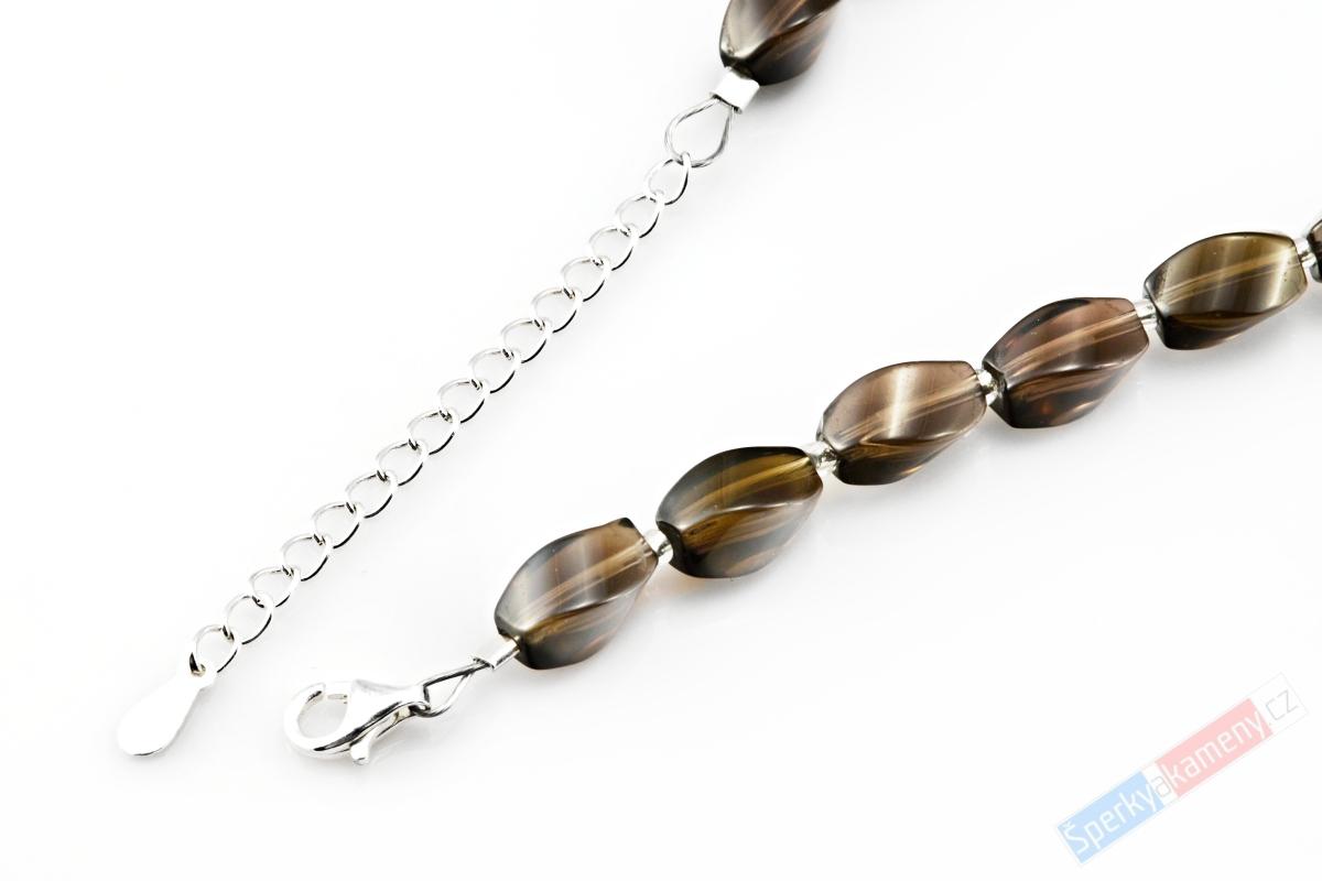 Náhrdelník z broušené záhnědy QA, stříbro Ag 925/1000, oválky cca 10 mm (ZA4521B)