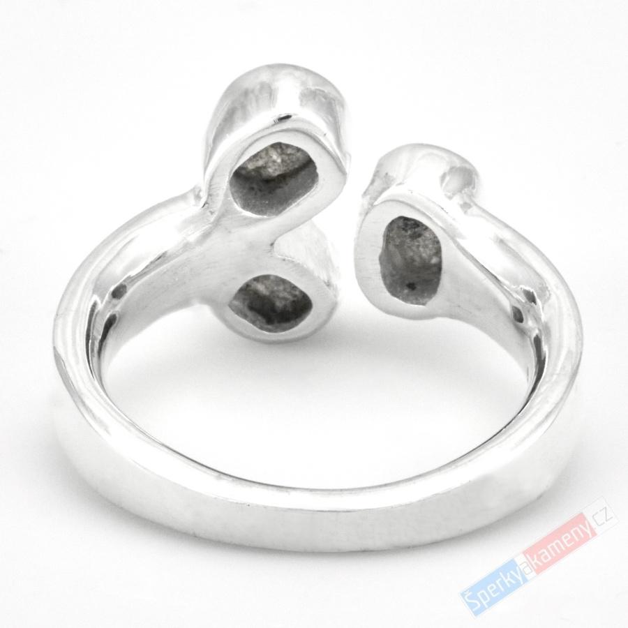 Originální stříbrný prsten (Ag 925/1000) se třemi surovými diamanty QA, kameny o velikosti cca 6 až 8 mm, POUZE VELIKOST 59/60, "prsten pro princeznu z diamantových skal" (DA2118R)