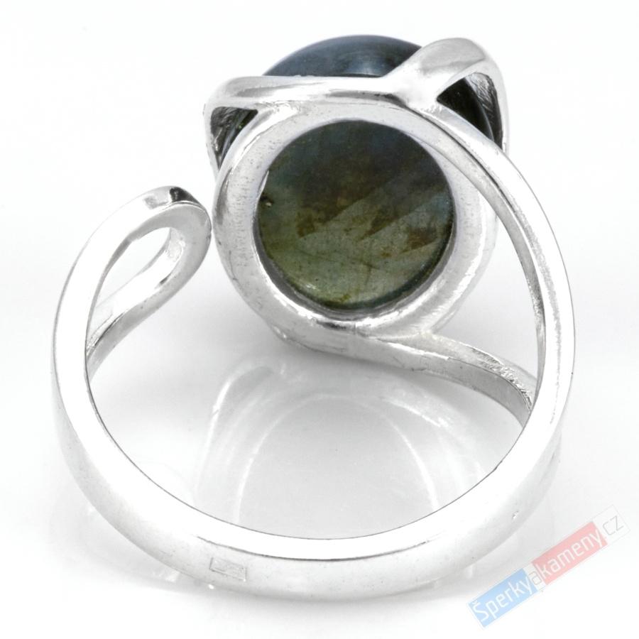 Stříbrný prsten (Ag 925/1000) s labradoritem QAA, vel. kamene cca 17 x 13 mm, nádherná modrá opalizace, POUZE VELIKOST 58 (LB6413R)