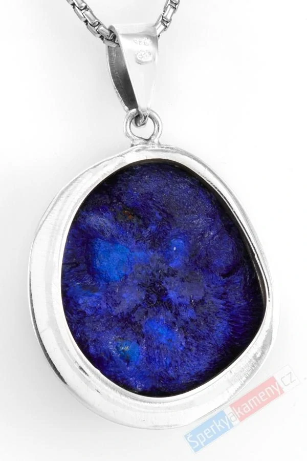 Unisex stříbrný přívěsek (Ag 925/1000) s azuritovou růží QAA, cca 35 x 31 mm, "modrý květ", RARITA (ARK2539P)
