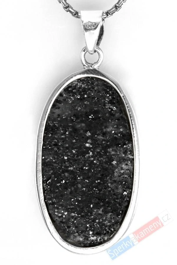 Větší stříbrný přívěsek (Ag 925/1000) s Black Sun Stone QA, ovál cca 43 x 25 mm, RARITA (BSS1513P)
