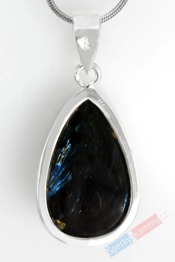 Stříbrný přívěsek (Ag 925/1000) s nummitem QA, kapka cca 29 x 19 mm, RARITA (NT5142P)