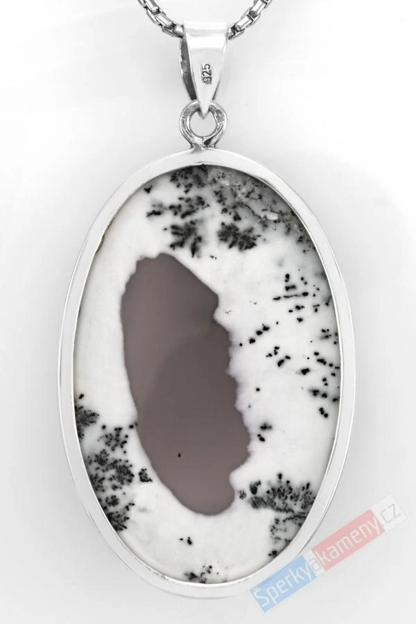 Velký stříbrný přívěsek (Ag 925/1000) s merlinitem QA, ovál cca 51 x 34 mm, RARITA (OD1818P)