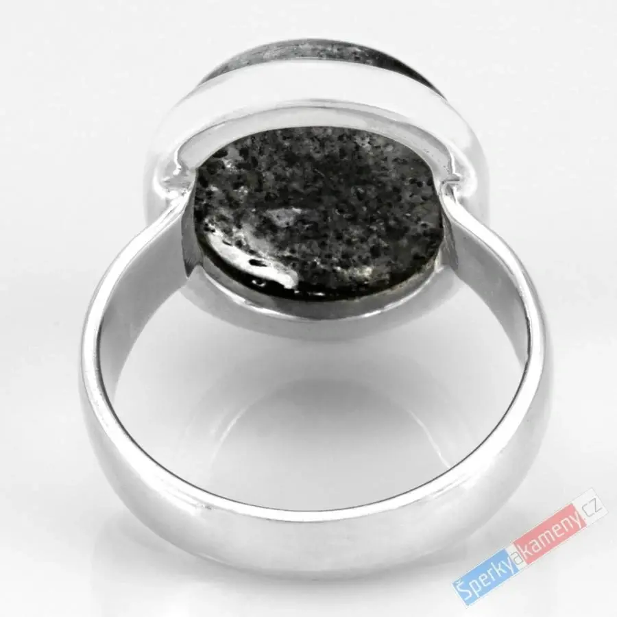 Unisex stříbrný prsten (Ag 925/1000) s Black Sun Stone QA, vel. kamene cca 20 x 17 mm, POUZE VELIKOST 60/61, RARITA (BSS9087R)
