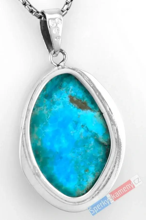 Unisex stříbrný přívěsek (Ag 925/1000) s arizonským tyrkysem QAA, cca 38 x 28 mm, nádherná barva, "letní obloha nad Arizonou", RARITA (TYS1416P)