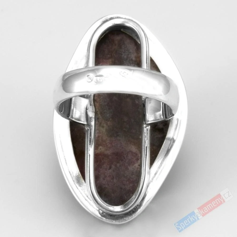 Velký stříbrný prsten (Ag 925/1000) s přírodním kobaltovým kalcitem QAA, vel. kamene cca 38 x 24 mm, nádherná barva, POUZE VELIKOST 58, RARITA (KKC1785R)