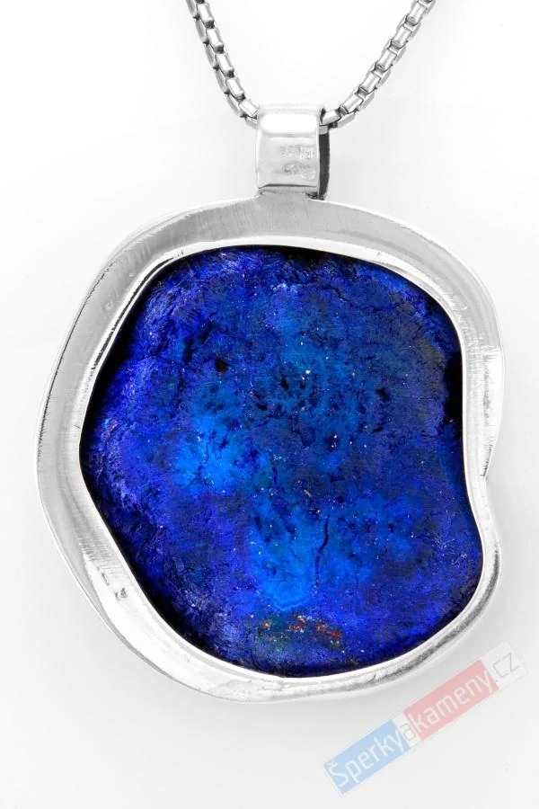 Větší stříbrný přívěsek (Ag 925/1000) s azuritovou růží QAA, cca 42 x 41 mm, "květ pro krásku v modrém", RARITA (ARK4745P)