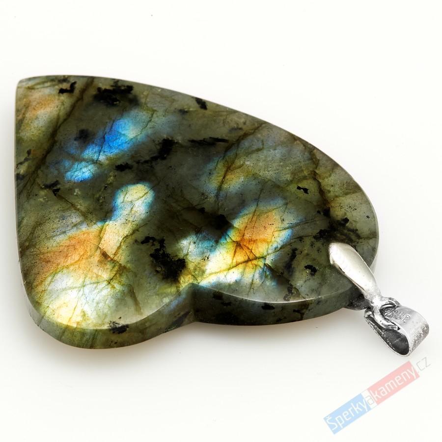 Originální přívěšek z labradoritu QA, srdce cca 45 x 36 mm (LB2421P)