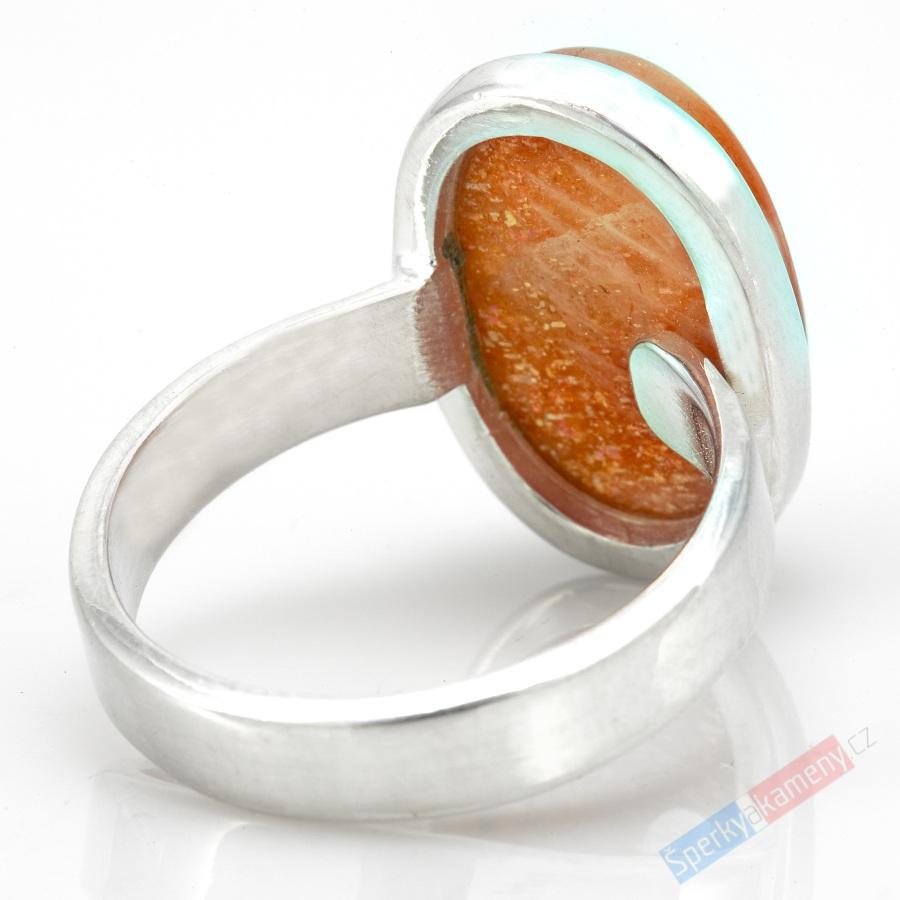 Stříbrný prsten (Ag 925/1000) se slunečním kamenem QAA, vel. kamene cca 19 x 13 mm (SL6655R)