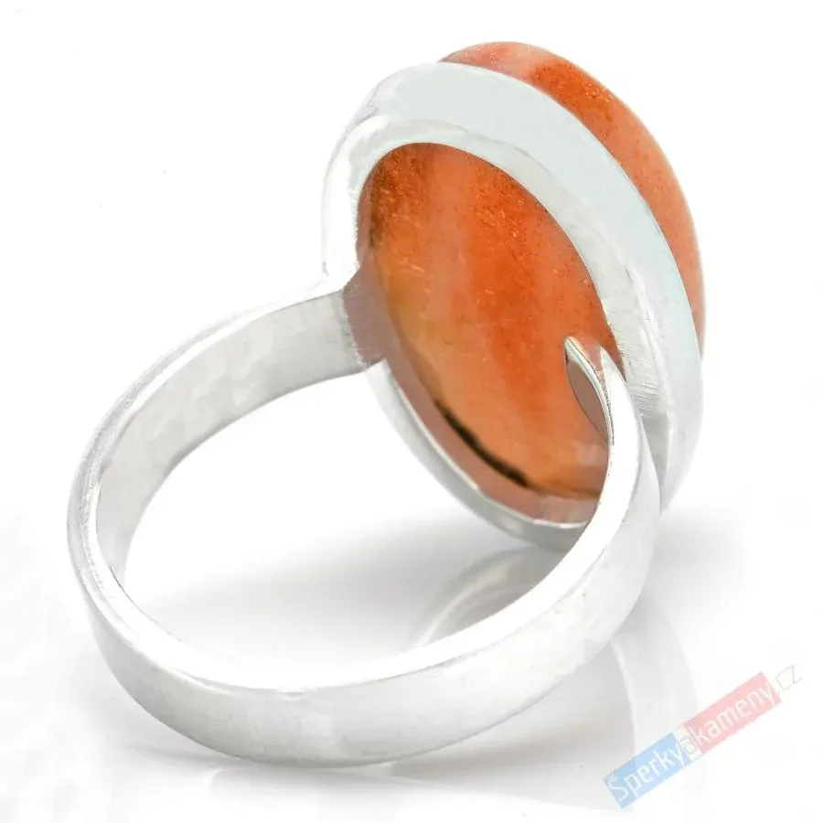 Stříbrný prsten (Ag 925/1000) se slunečním kamenem QA, vel. kamene cca 23 x 14 mm (SL7865R)