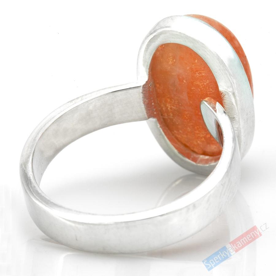 Stříbrný prsten (Ag 925/1000) se slunečním kamenem QAA, vel. kamene cca 19 x 12 mm (SL6656R)