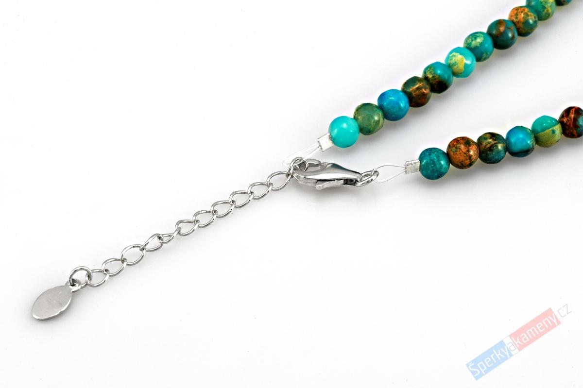Originální náhrdelník v boho stylu z variscitu s přívěskem QA, stříbro Ag 925/1000, "barvy přírody Bolívie" (VA5145S)