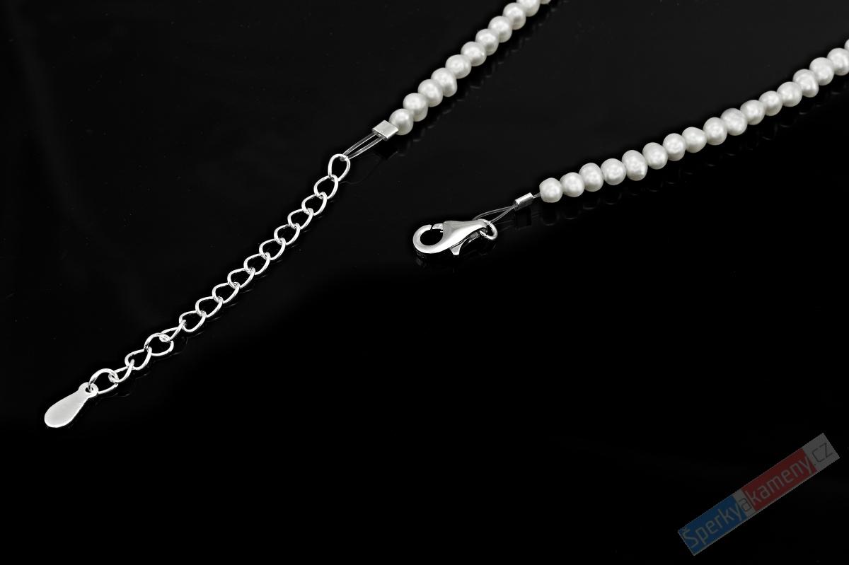 Minimalistický náhrdelník v boho stylu z bílých perel s přívěskem z peruánského modrého opálu QA, stříbro Ag 925/1000, "princezna z rodu Inků", RARITA (OPE7261S)