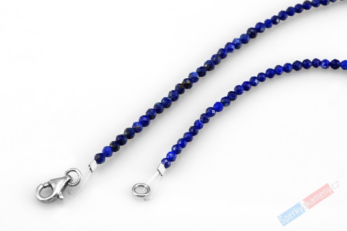 Náhrdelník z broušeného lapisu lazuli s přívěskem ve tvaru srdce QA, stříbro Ag 925/1000, "princezna Neytiri" (LL7530S)