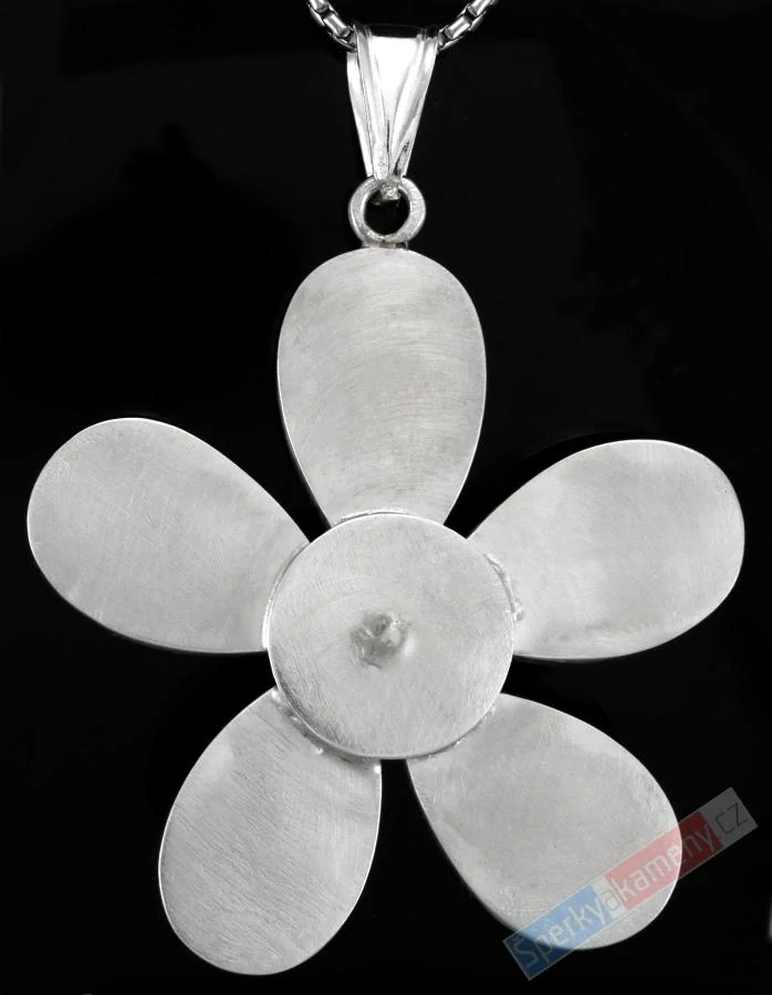 Originální velký autorský stříbrný přívěsek (Ag 925/1000) s amazonitem z Peru QA, cca 54 x 53 mm, nádherná barva, "květina indiánské princezny z rodu Ururů" (AIT6776P) 