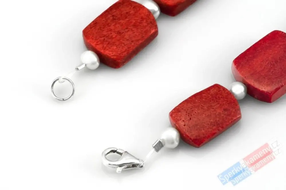 Originální náhrdelník v boho stylu z houbového korálu a sladkovodních perel, stříbro Ag 925/1000, "kráska z Banaba" (KP1212S)