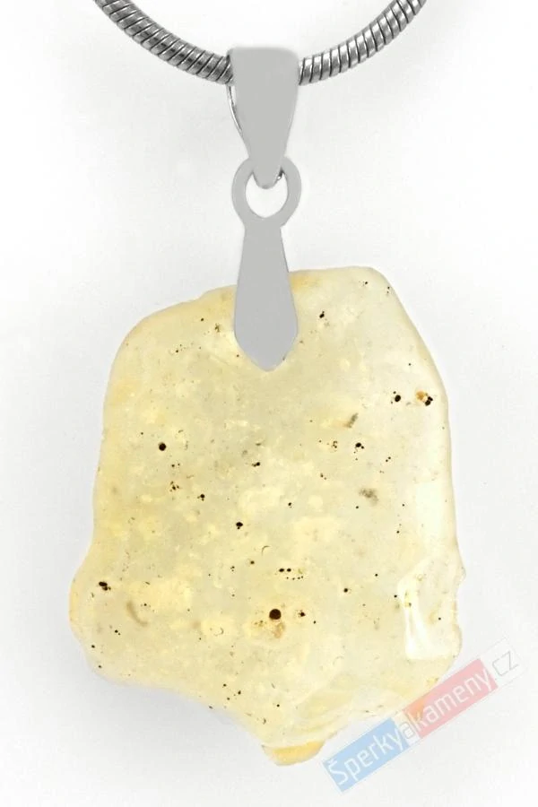 Unisex přívěsek z tektitu Libyan Desert Glass, cca 22 x 17 mm, stříbro Ag 925/1000, RARITA (LG4235P)