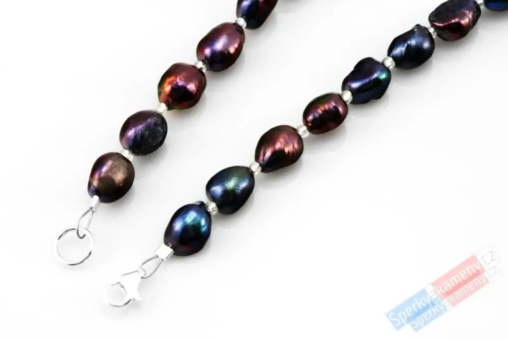 Originální náhrdelník v boho stylu ze sladkovodních multicolor perel s přívěskem z Biwa perly multicolor QA, stříbro Ag 925/1000, "Šperk pro jezerní princeznu II" (PMC5385S)