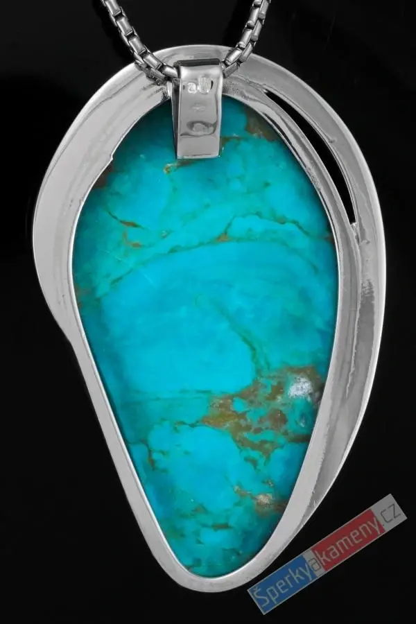 Originální sada z arménského tyrkysu QAA a stříbra Ag 925/1000, velký přívěsek cca 58 x 38 mm a náramek s kamenem cca 48 x 35 mm, "šperky pro princeznu", RARITA (TYS7939SA)